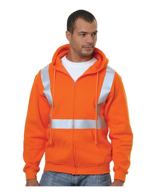 USA-Made Hi-Visibility Full-Zip Hooded Sweatshirt | USA Decoration