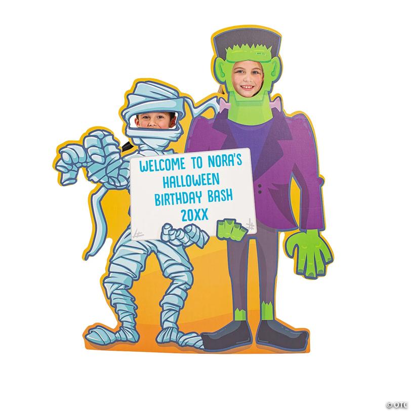 54" Personalized Halloween Mummy & Frankenstein Cardboard Cutout Stand-In Stand-Up