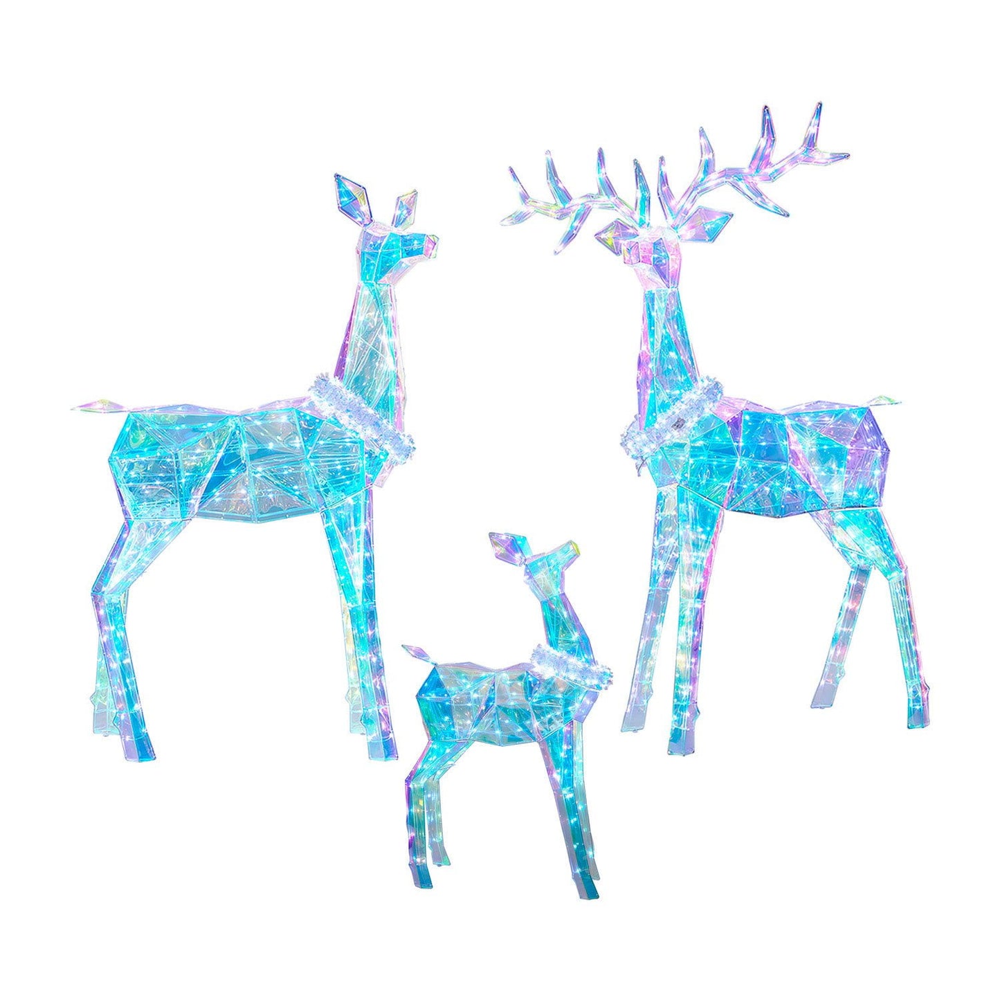 Member's Mark Pre-Lit Prismatic Deer Family, Set of 3 | USA Decoration®