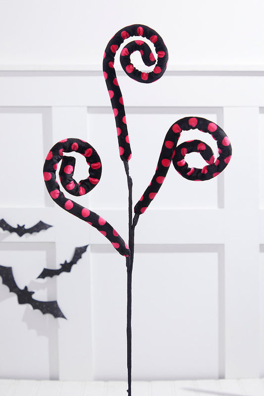 29” Black & Pink Polka Dot Spiral Curly Spray for Playful and Festive Decorations