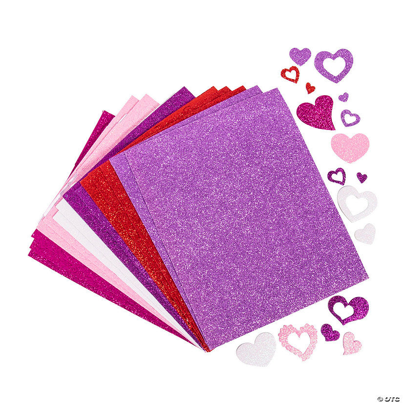 Bulk 500 Pc. Fabulous Foam Self-Adhesive Glitter Hearts | USA Decoration®