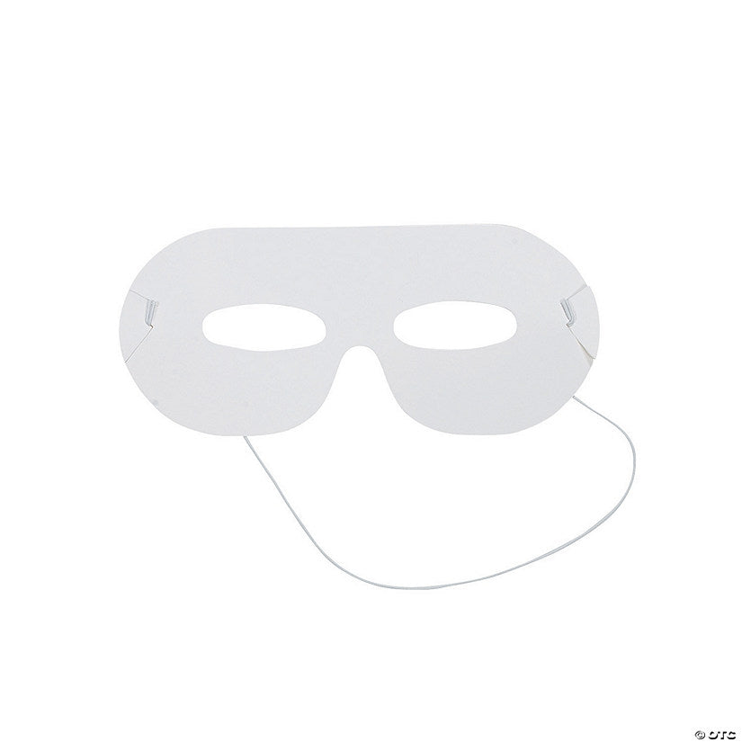 6 1/4" x 2 3/4" DIY White Plastic Eye Masks with Elastic Bands - 24 Pc. | USA Decoration®