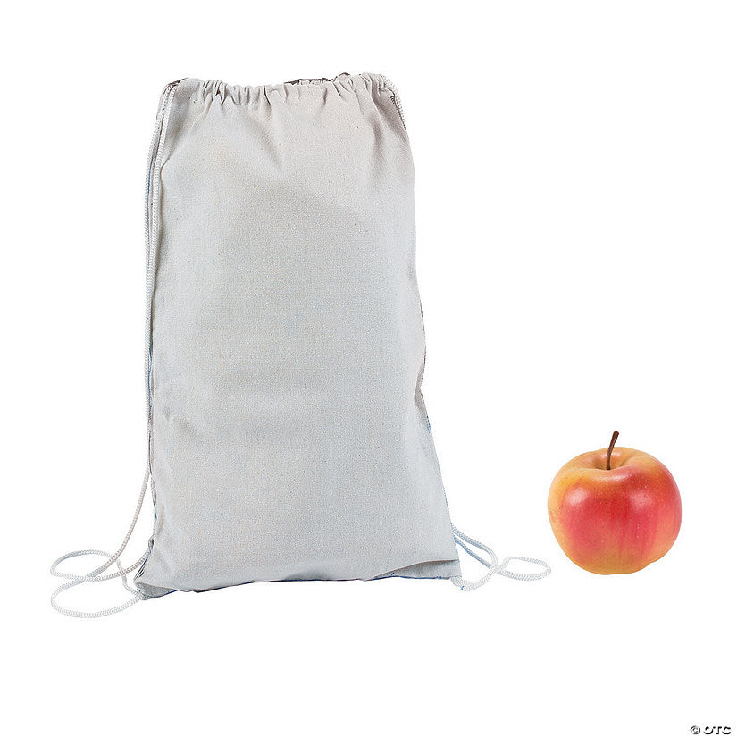 9" x 14" DIY Medium White Canvas Drawstring Bags - 12 Pc. | USA Decoration®