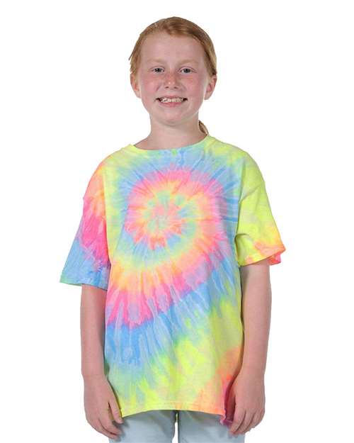 Youth Multi-Color Spiral Tie-Dyed T-Shirt | USA Decoration