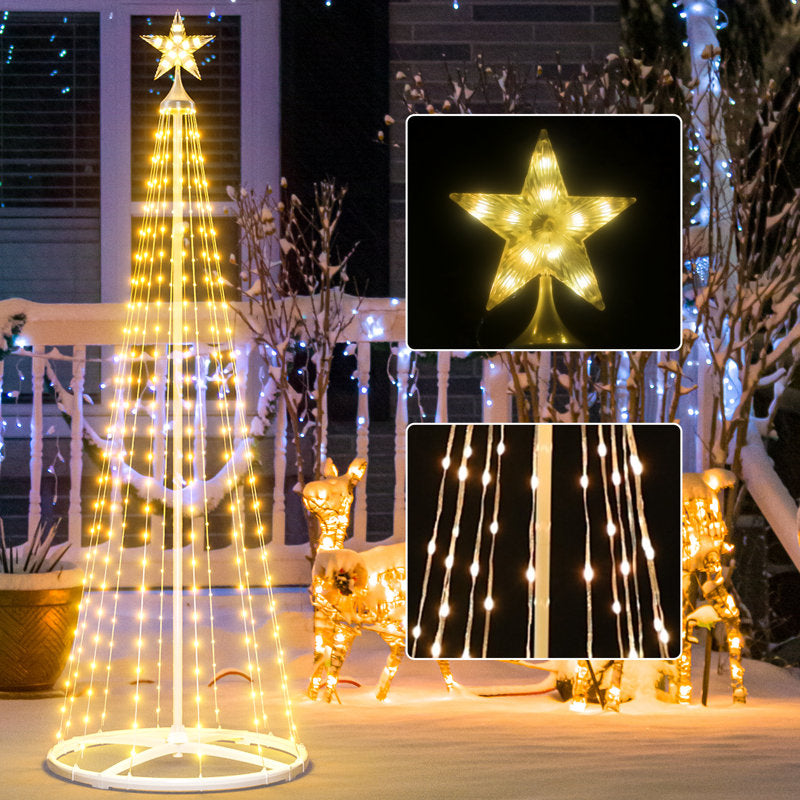 5Ft Led Christmas Light Cone Tree With Star Topper
