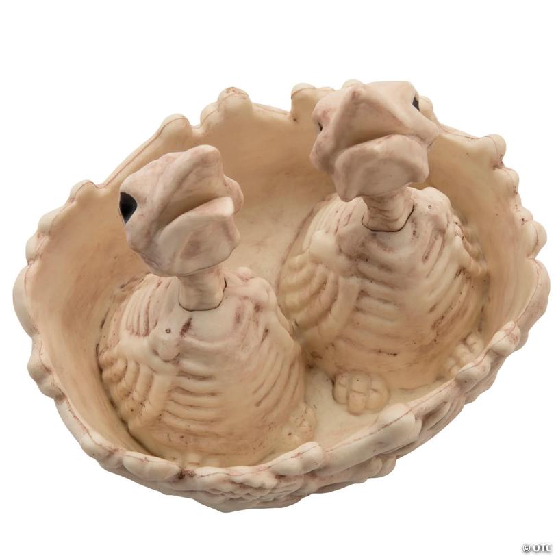 5 1/2" Bone Bird Nest with Baby Bird Skeletons Halloween Decoration