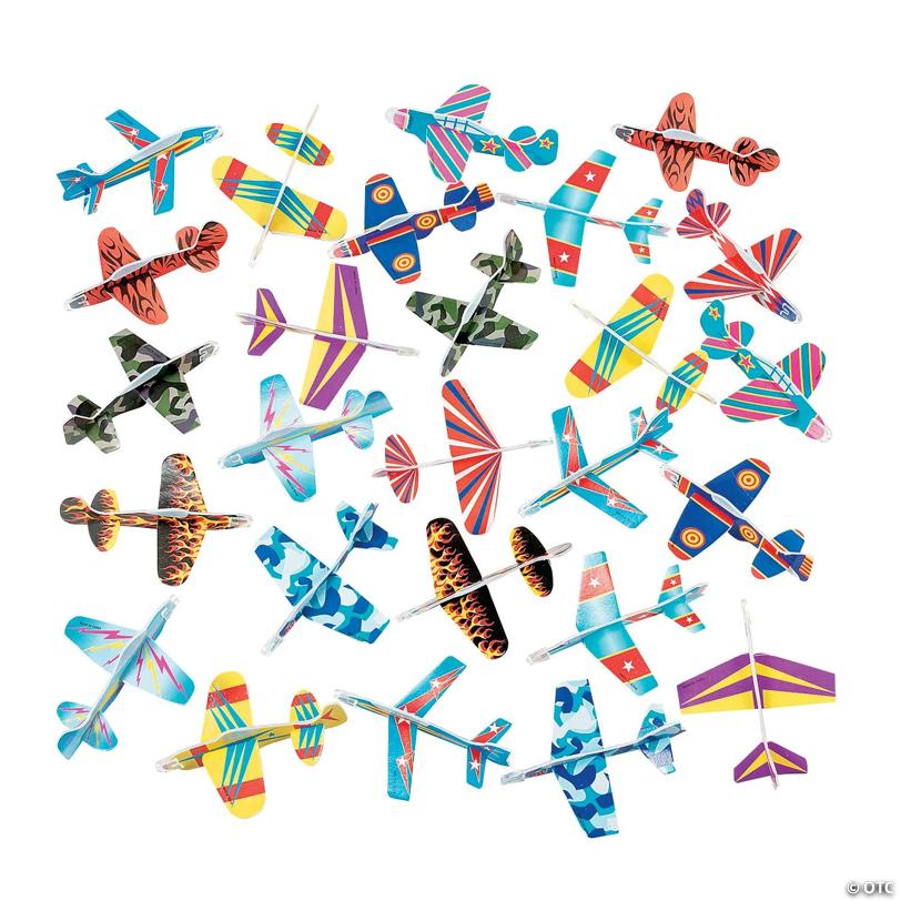 5 1/2" Bulk 72 Pc. Colorful Patterns Foam Glider Toy Assortment