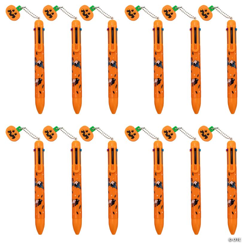 5 1/2" Halloween Peanuts Great Pumpkin Plastic Shuttle Pens with Charm – 12 Pc.