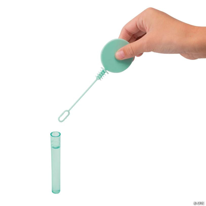 5 1/2" Mini Flat Pastel Colored Bubble Tubes with Wand - 24 Pc.