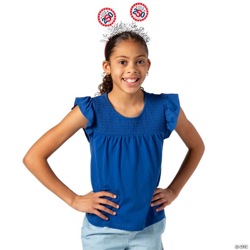 5 1/2" Patriotic Tinsel Headband & 250th Anniversary Head Boppers - 12 Pc.