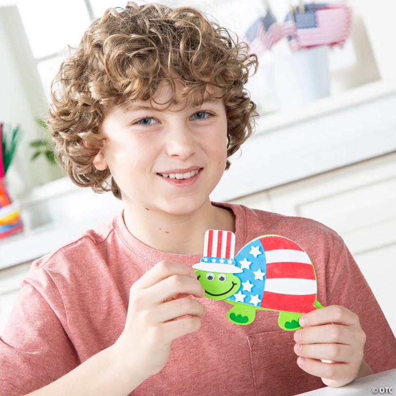 5 1/2" x 3 1/2" Patriotic Turtle Ornament Foam Craft Kit - Makes 12