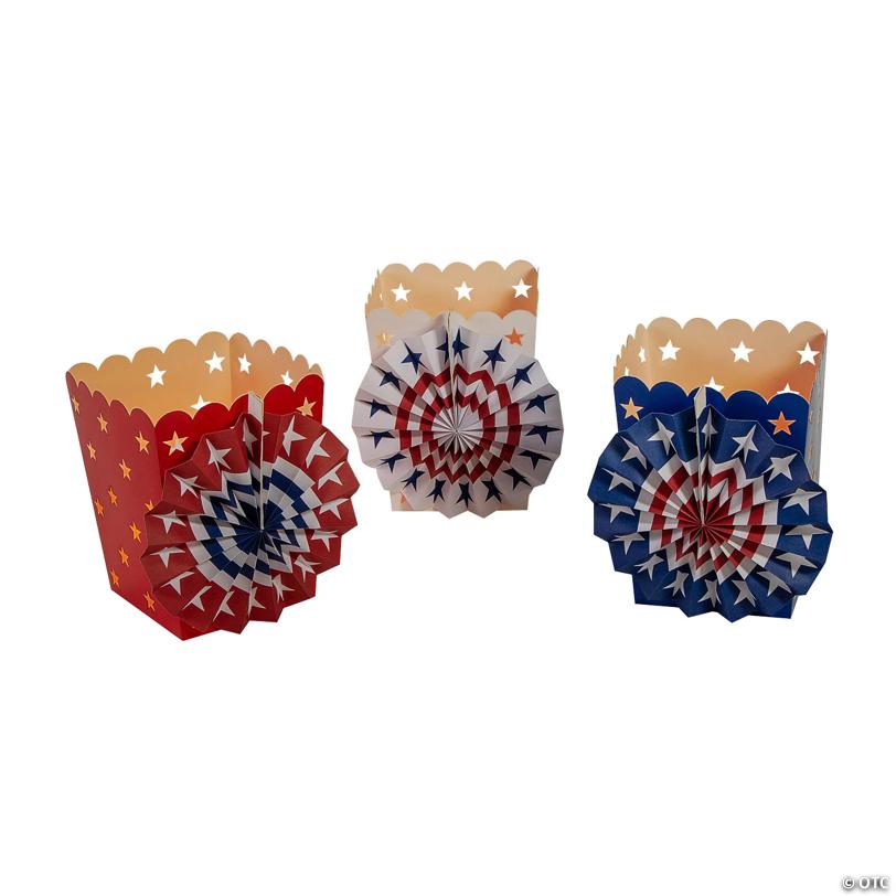 5 1/2" x 8" Patriotic Paper Fan Luminary Bags - 12 Pc.