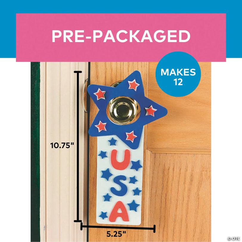 5 1/4" x 10 3/4" Patriotic USA Star Doorknob Hanger Craft Kit – Makes 12