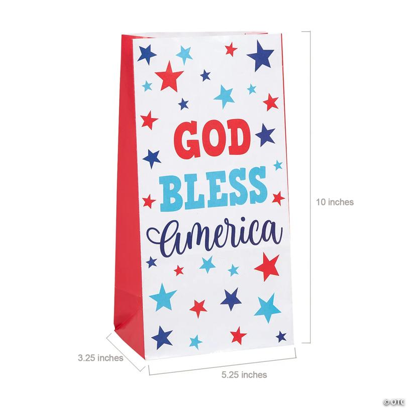 5 1/4" x 10" Religious Patriotic Paper Treat Bags - 12 Pc.