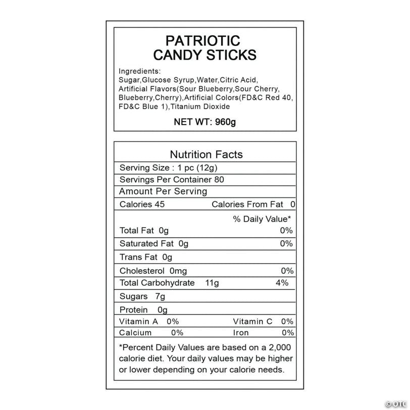 5" 2 lbs. Patriotic Red, White & Blue Fruit Flavors Candy Sticks - 80 Pc.