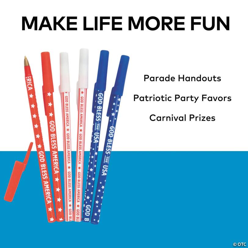 5 3/4" Bulk 72 Pc. Patriotic God Bless America Pen Assortment
