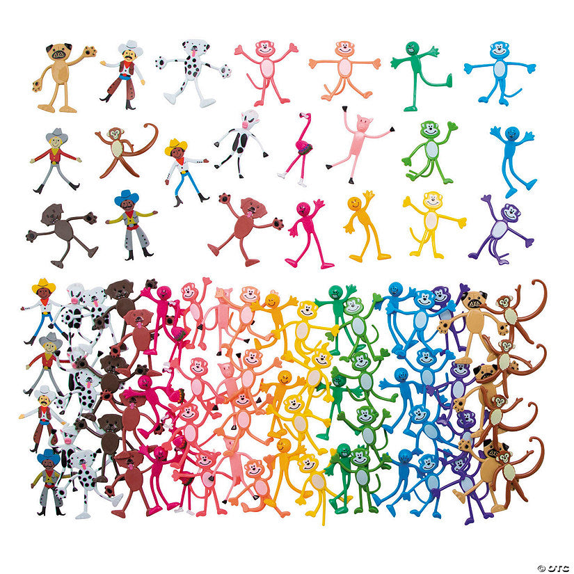 100 Piece(s): 3 3/4" - 5 1/2" Bulk 100 Pc. Mega Vinyl Bendable Character Assortment | USA Decoration®
