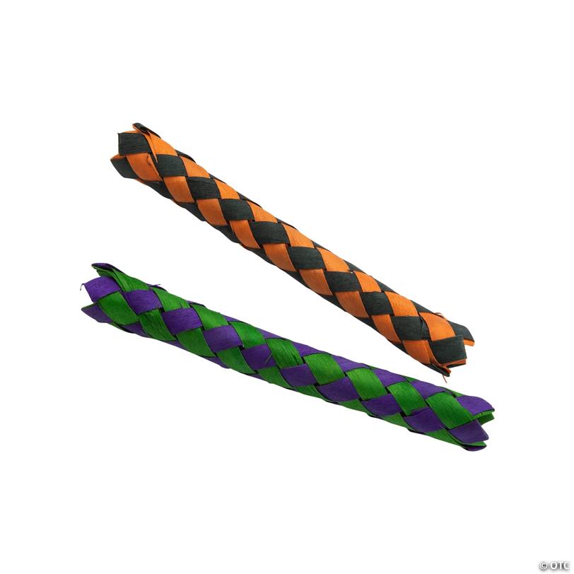 5" Bulk 60 Pc. Halloween 2-Color Woven Woodchip Finger Trap Toys