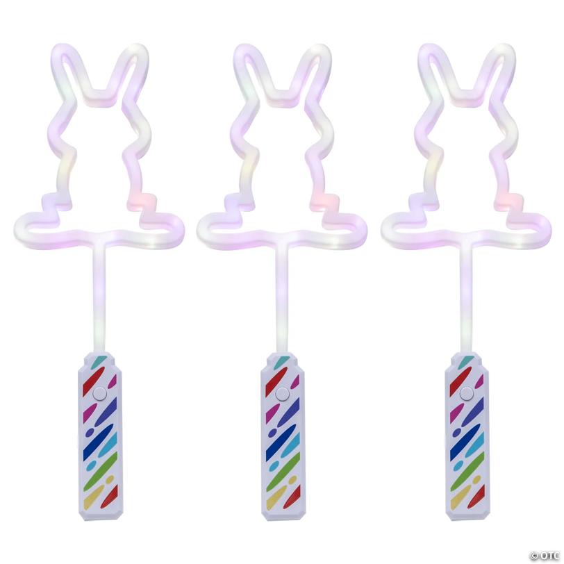 5" Light-Up LED Easter Bunny Plastic Wands - 3 Pc.