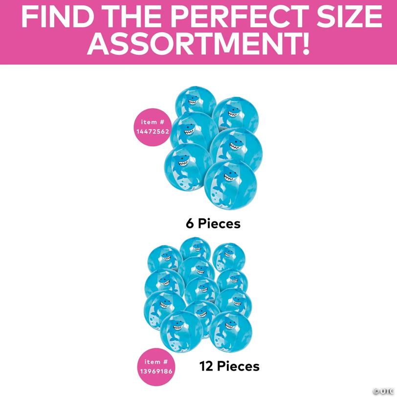 5" Mini Inflatable Smiling Shark Blue Vinyl Beach Balls - 12 Pc.