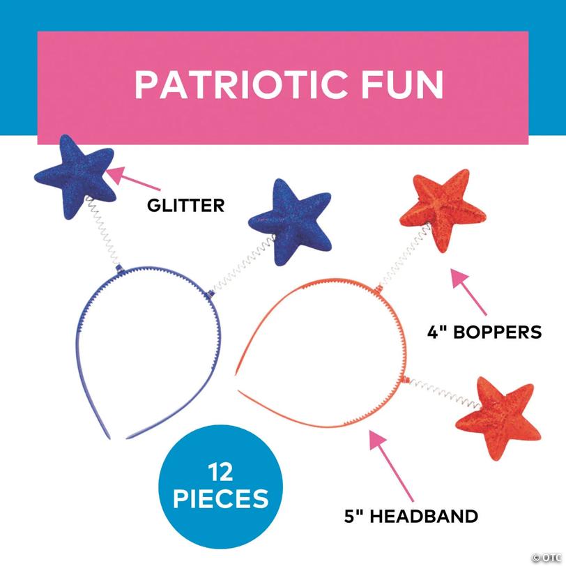5" Patriotic Red & Blue Star Head Boppers – 12 Pc.