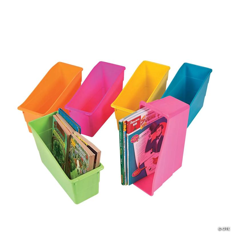 5" x 12 1/2" x 7 1/4" Neon Colors Classroom Book Bins - 6 Pc.