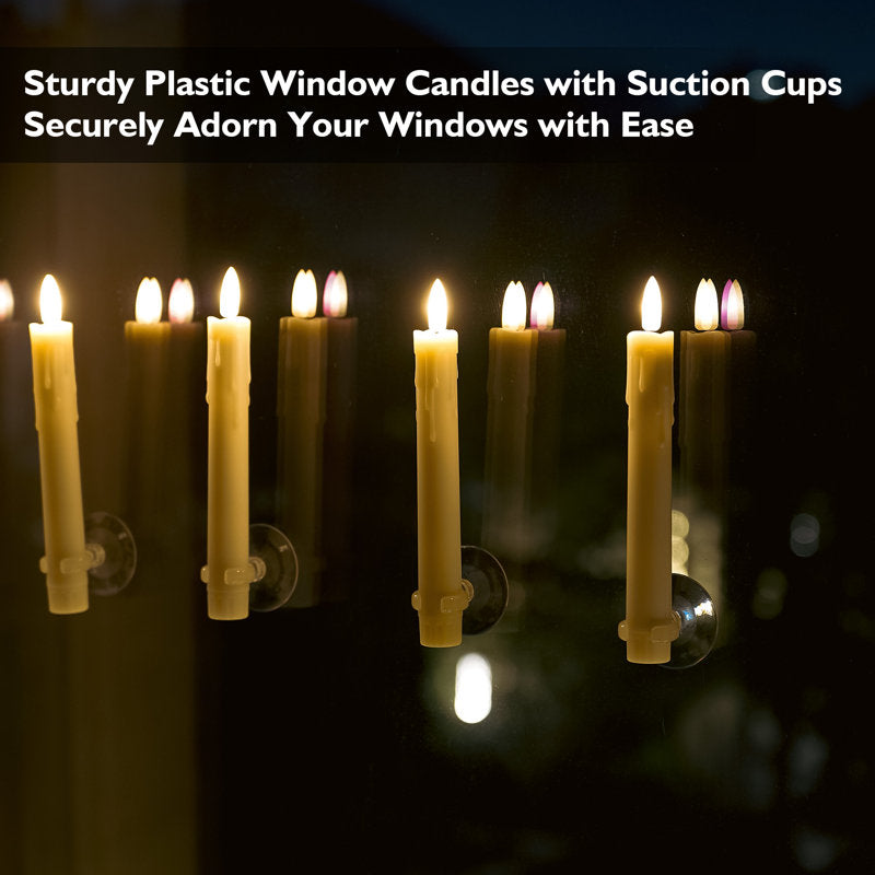 6-Pack Flameless Window Candles with Suction Cups and Remote for Christmas
