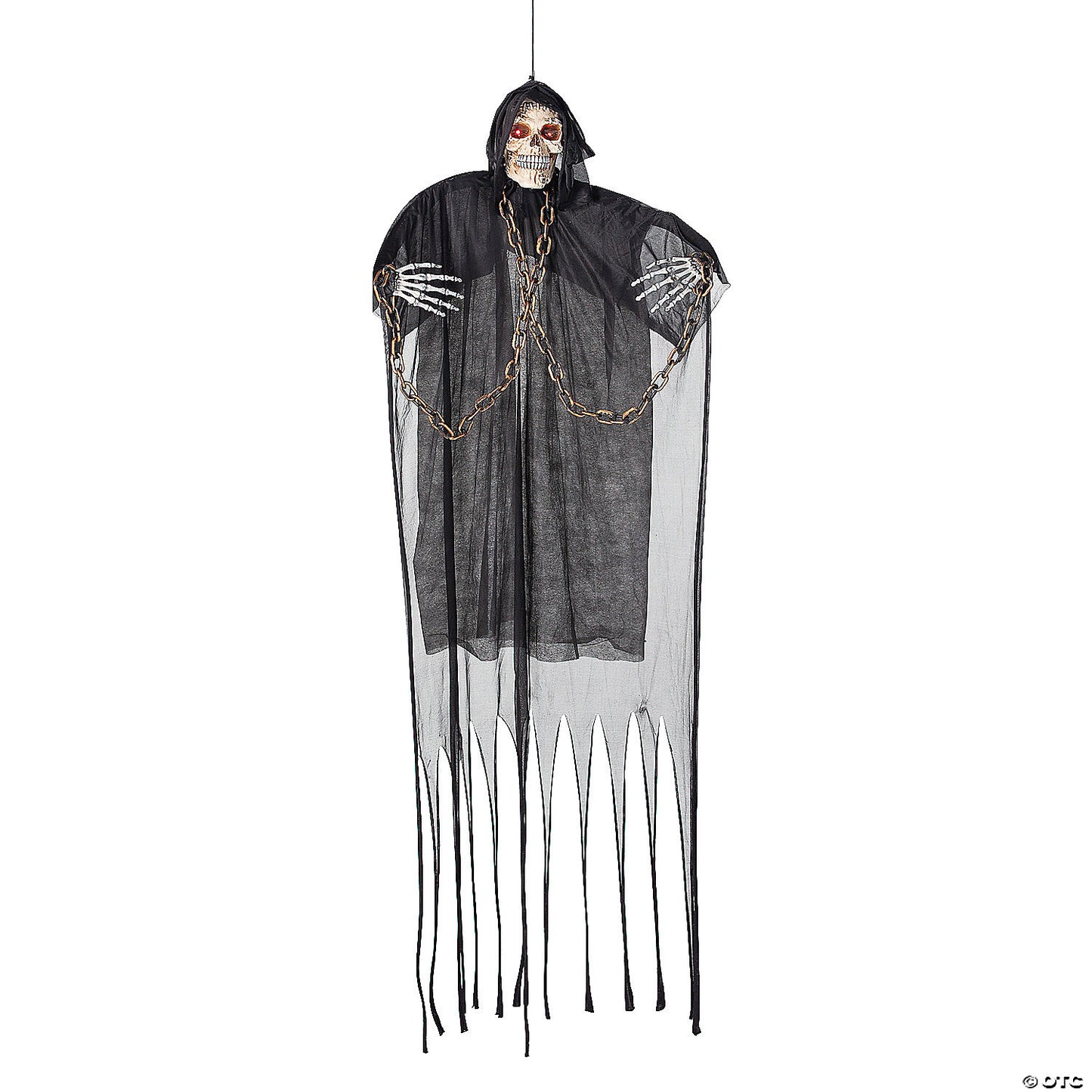 6 Ft. 2 3/4" Hanging Chained Grim Reaper Animated Prop Halloween Decoration | USA Decoration®