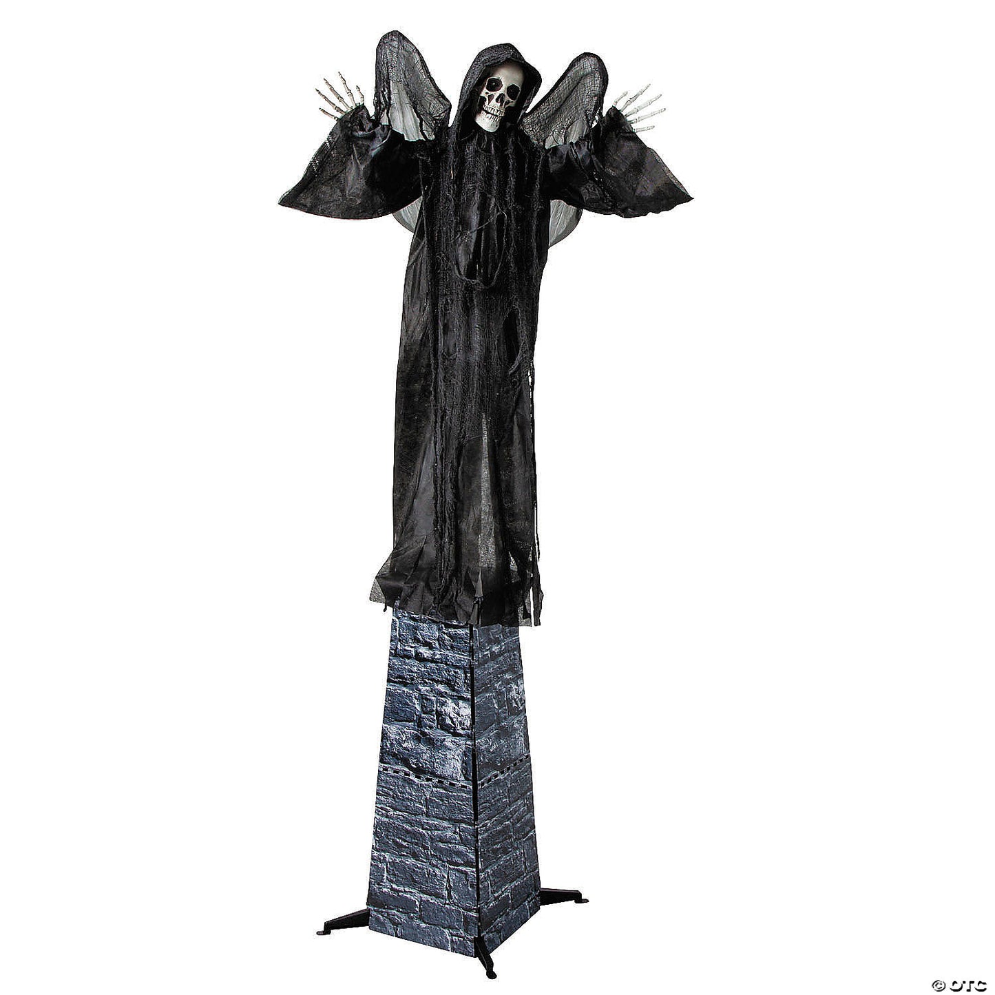6 Ft. 2 3/4" Skeletal Reaper with Wings Animated Prop Standing Halloween Decoration | USA Decoration®