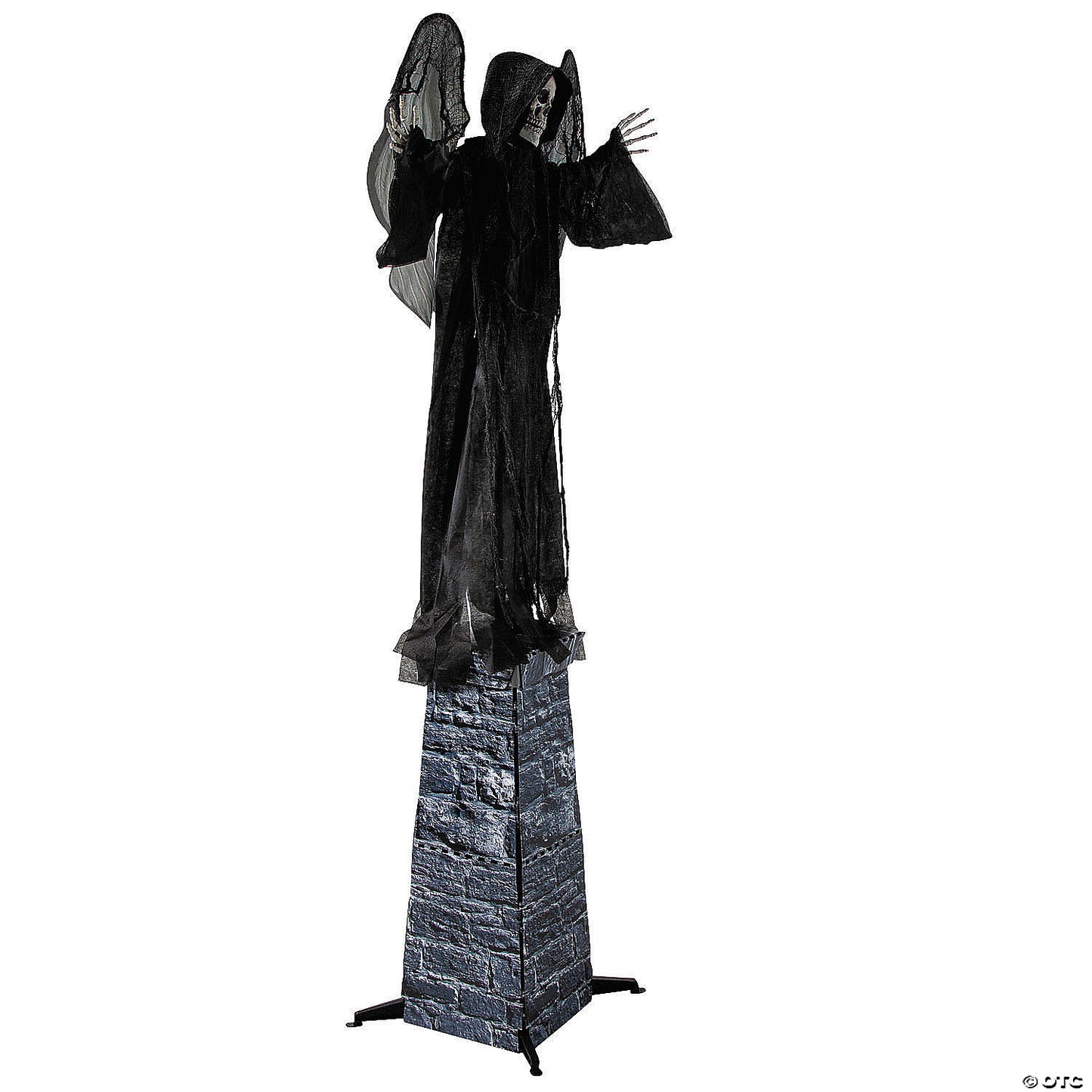 6 Ft. 2 3/4" Skeletal Reaper with Wings Animated Prop Standing Halloween Decoration | USA Decoration®