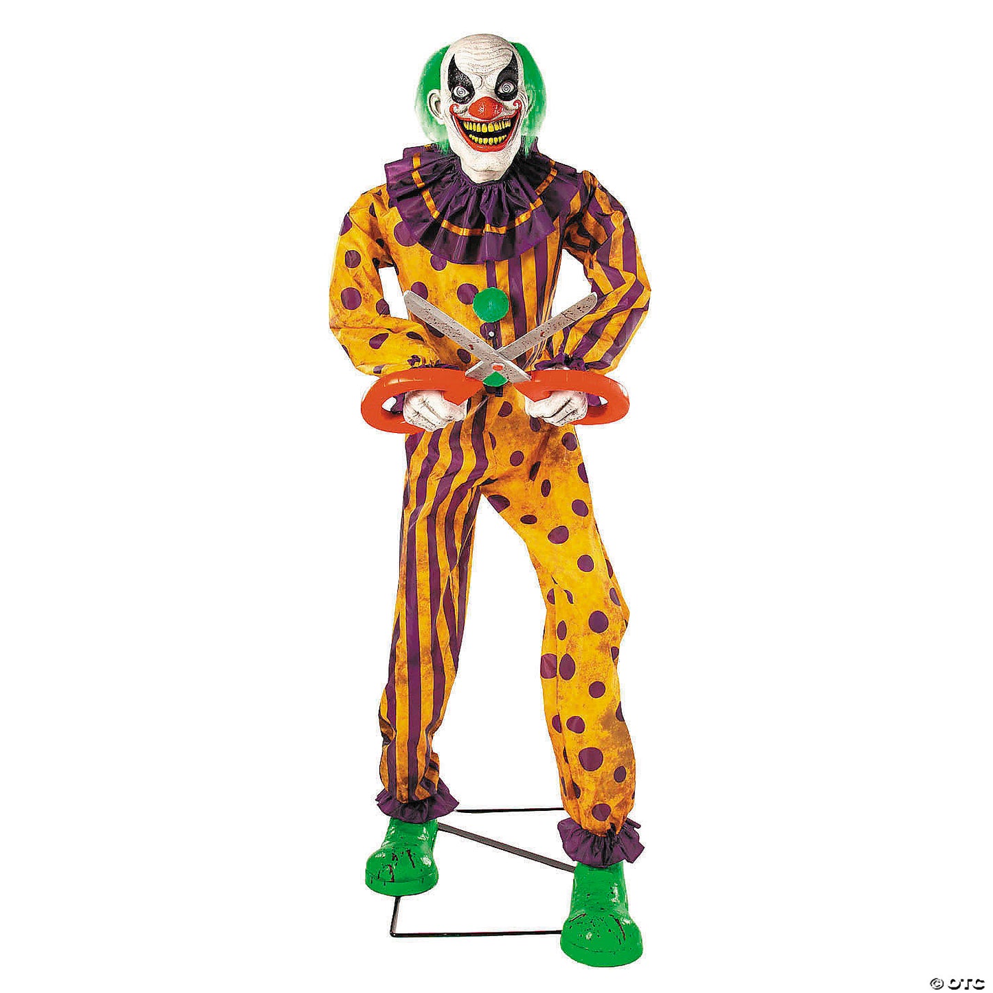 6 Ft. Animated Light-Up Yellow Black Snippers the Clown Halloween Decoration | USA Decoration®