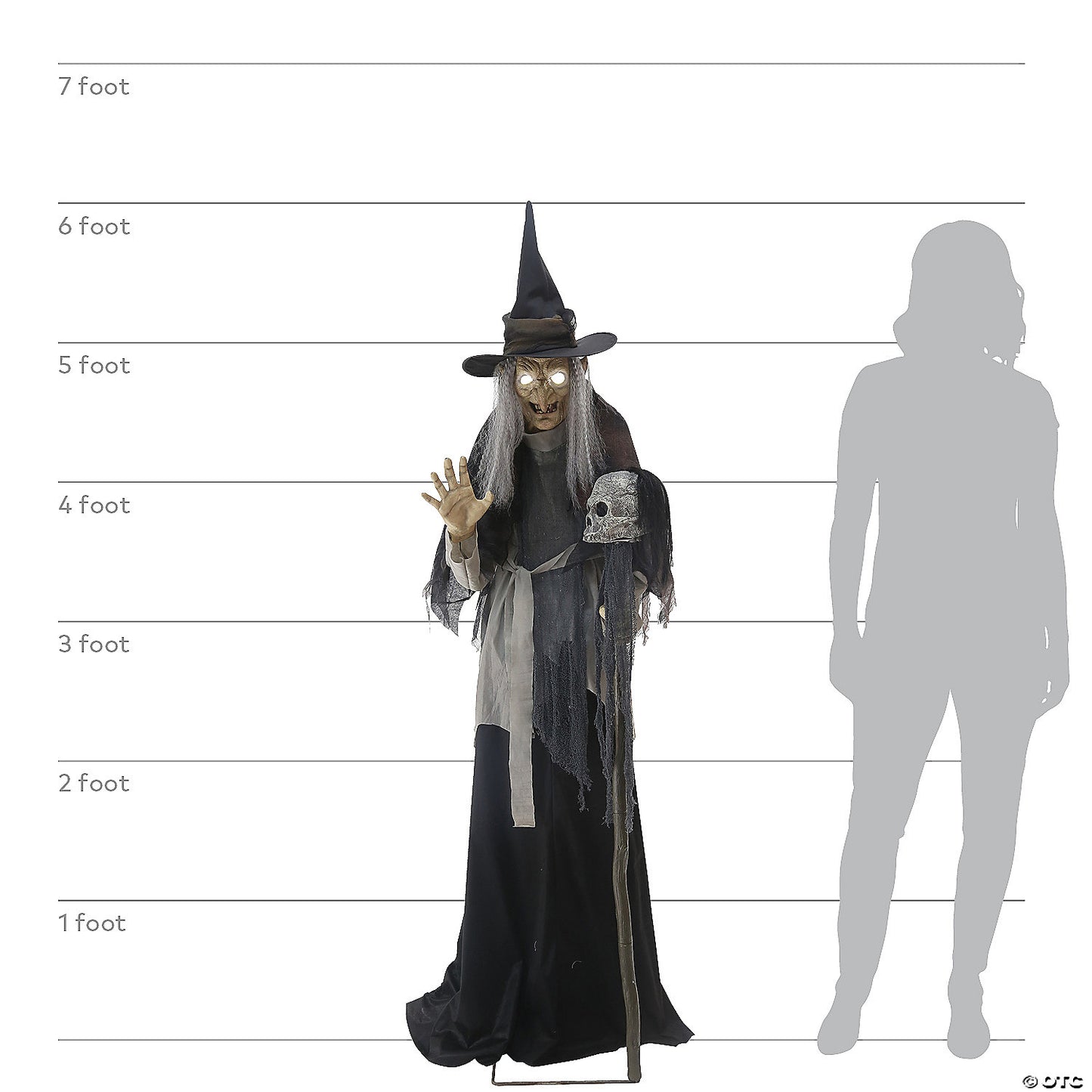 6 Ft. Animated Lunging Haggard Witch Standing Halloween Decoration | USA Decoration®