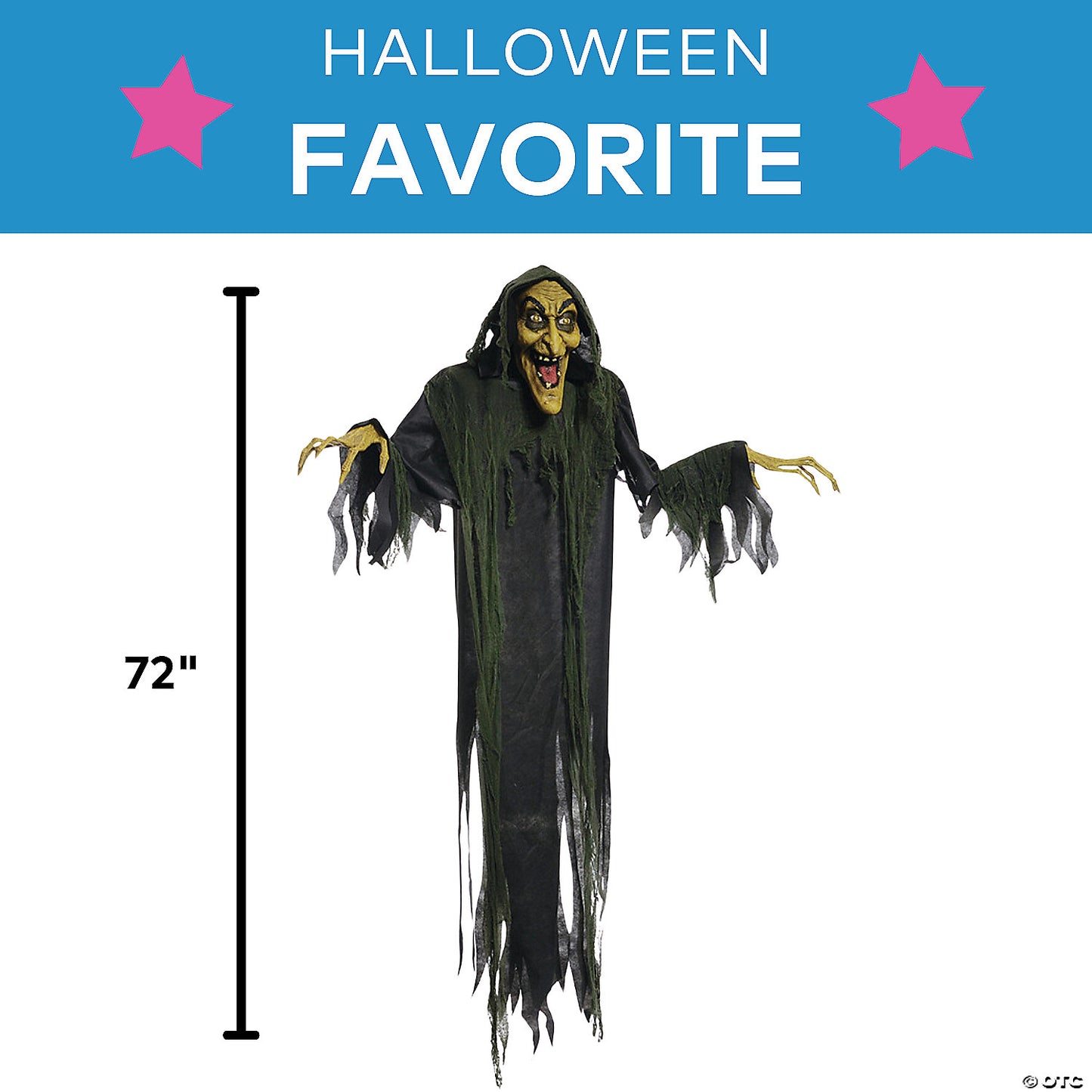 6 Ft. Hanging Scary Witch Animated Prop Halloween Decoration | USA Decoration®