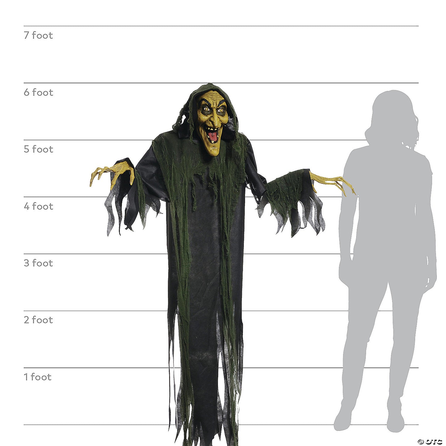 6 Ft. Hanging Scary Witch Animated Prop Halloween Decoration | USA Decoration®