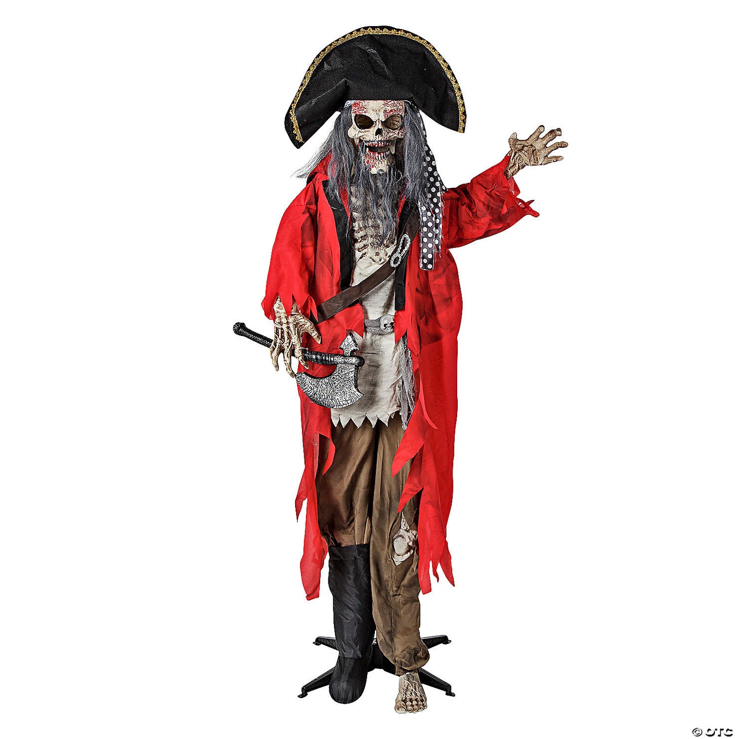 6 Ft. Pirate Skeleton Animated Prop Standing Halloween Decoration | USA Decoration®