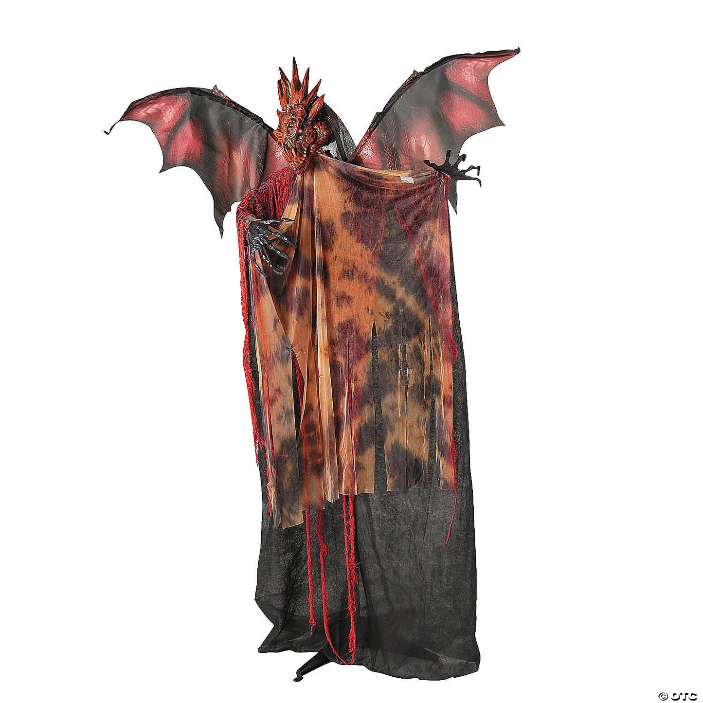 6 Ft. Standing Animated Black Red Dragon Man Halloween Decoration | USA Decoration®