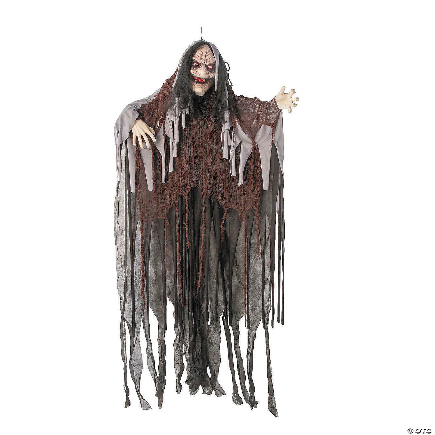 6 Ft. Talking Hanging Witch in Black Cloak with Light-Up Eyes Halloween Decoration | USA Decoration®