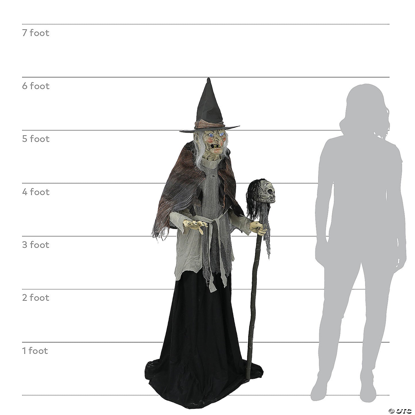 6' Lunging Witch With Digital Eyes Animated Pro | USA Decoration®