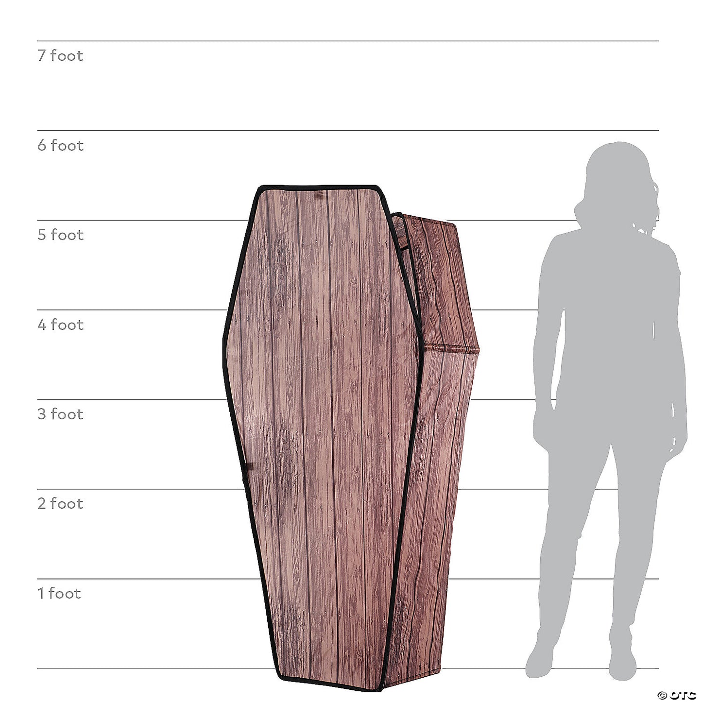 60" Wooden-Look Brown Coffin With Lid Halloween Decoration | USA Decoration®