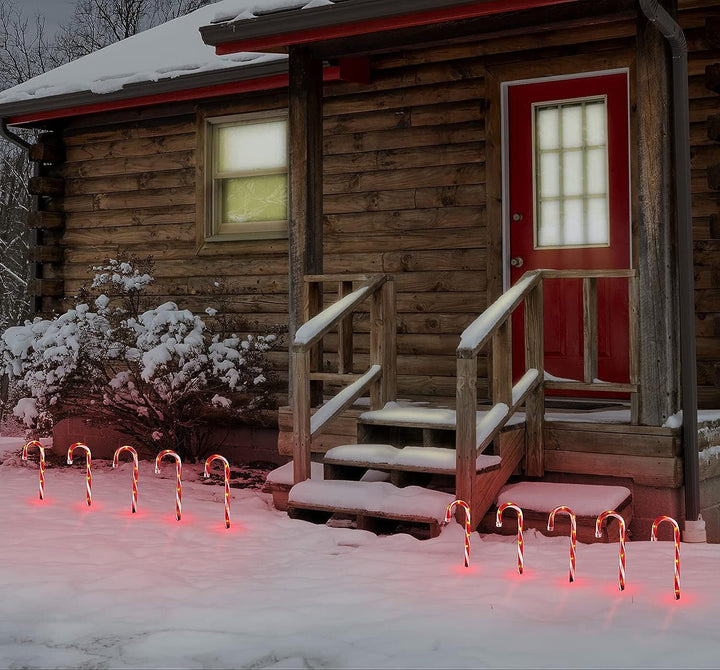 Candy Cane Outdoor Landscape Lights Battery Operated 5 Pack | USA Decoration®