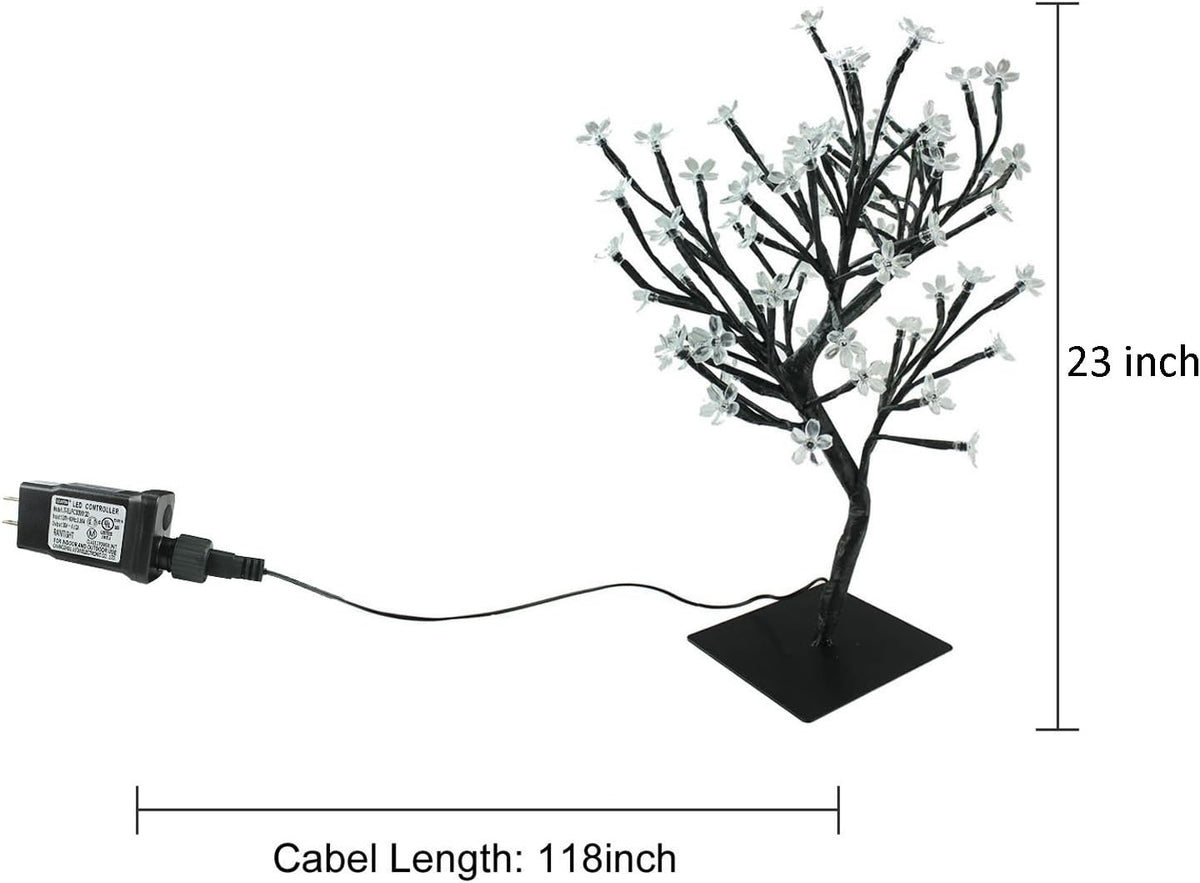 23inch 90 LEDs Cherry Blossom Tree Lights Desk Top Bonsai Tree Lamp