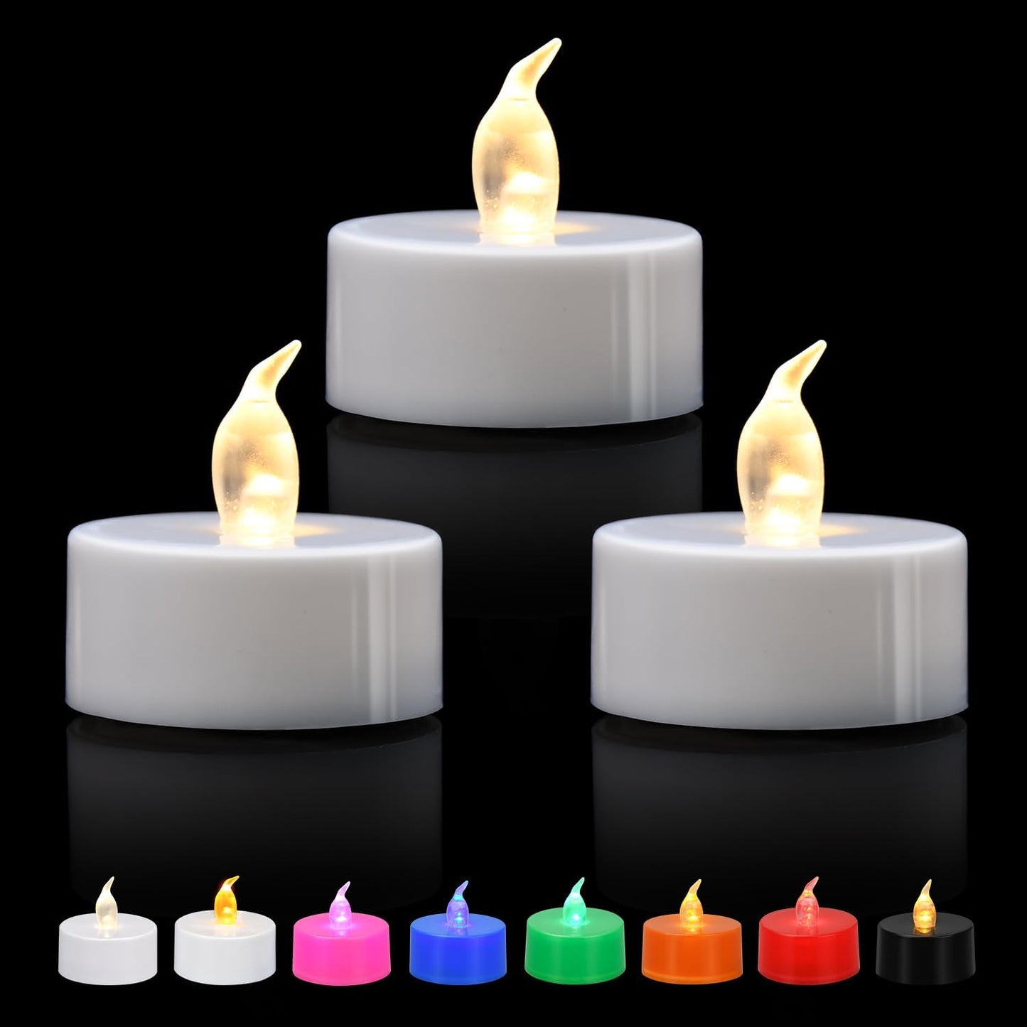 KOABY LED Tea Lights – 12 Pack Flickering Warm White Flameless Candles (Battery Operated) | USA Decoration®