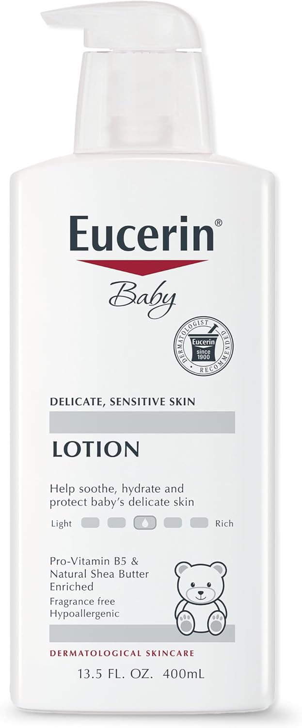Eucerin Baby Body Lotion, Fragrance-Free, Hypoallergenic, with Pro-Vitamin B5 & Shea Butter, 13.5 Fl Oz