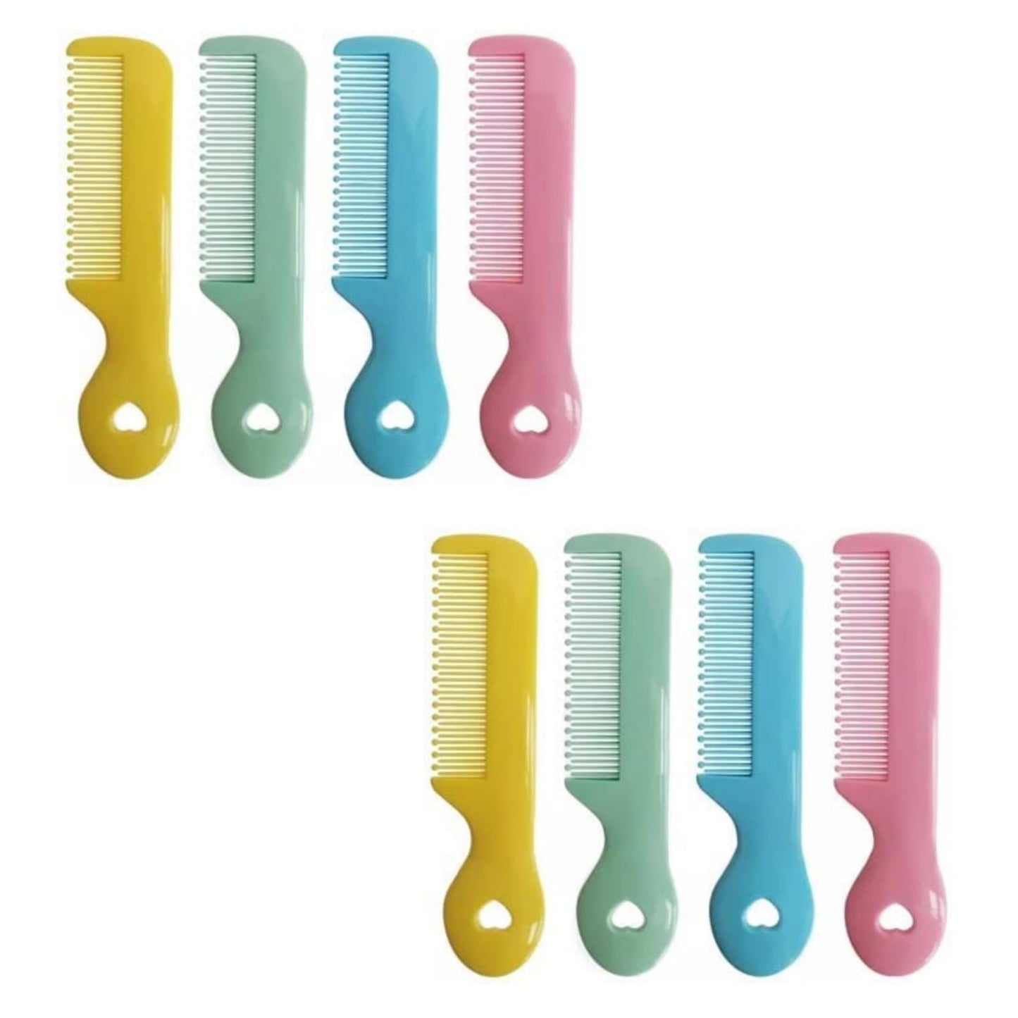 8-Piece Colorful Round-Tip Baby Comb & Brush Set Gentle Bristles for Sensitive Scalp