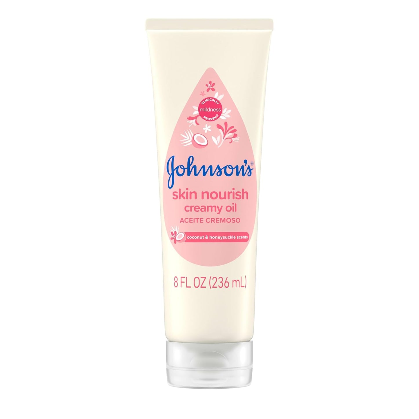 Creamy Baby Oil for Dry Skin Coconut Honeysuckle Scent 8 oz Moisturizing Body Oil