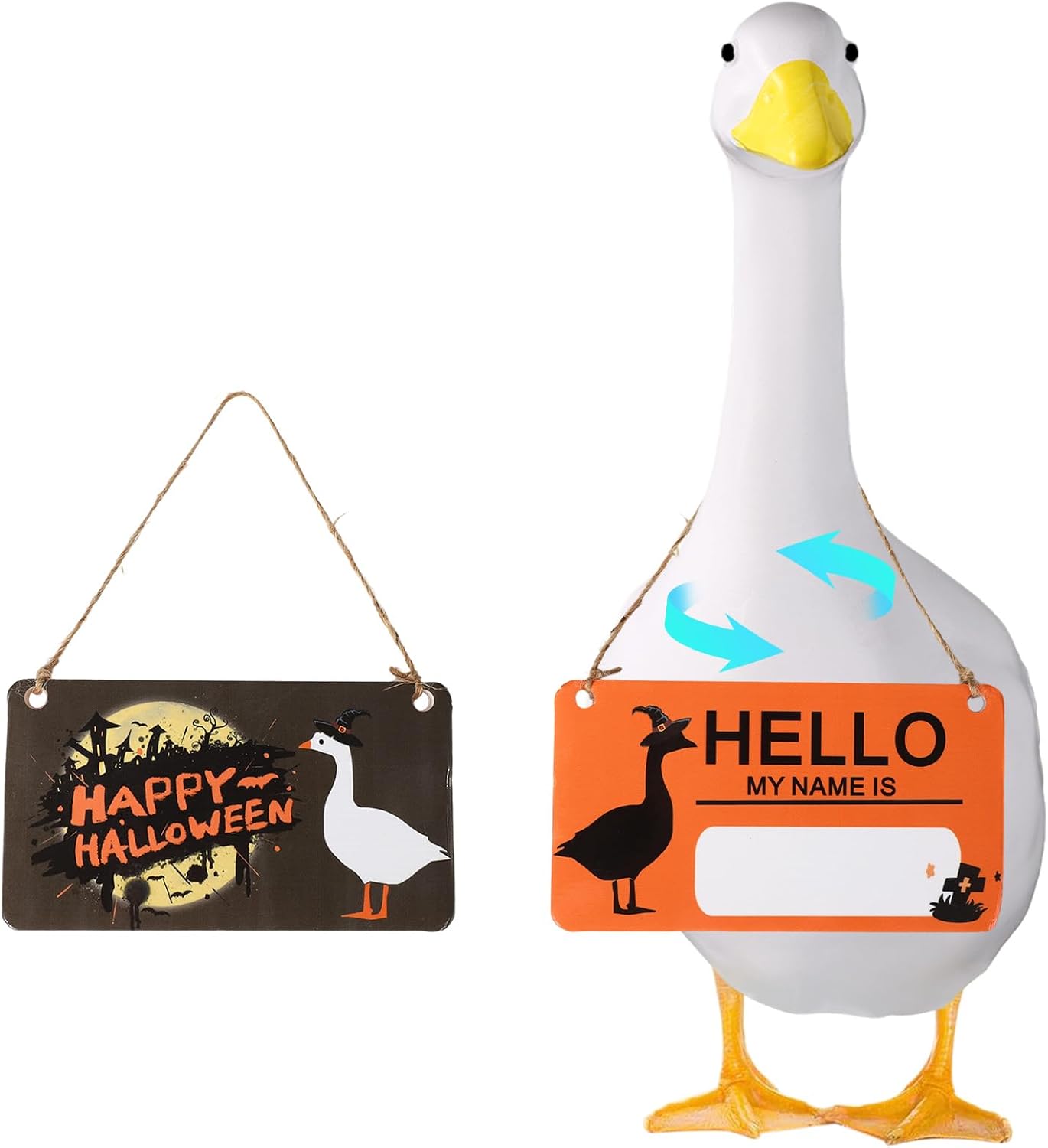 Porch Goose Halloween Sign Set Double-Sided Garden Decoration with Twine | USA Decoration®