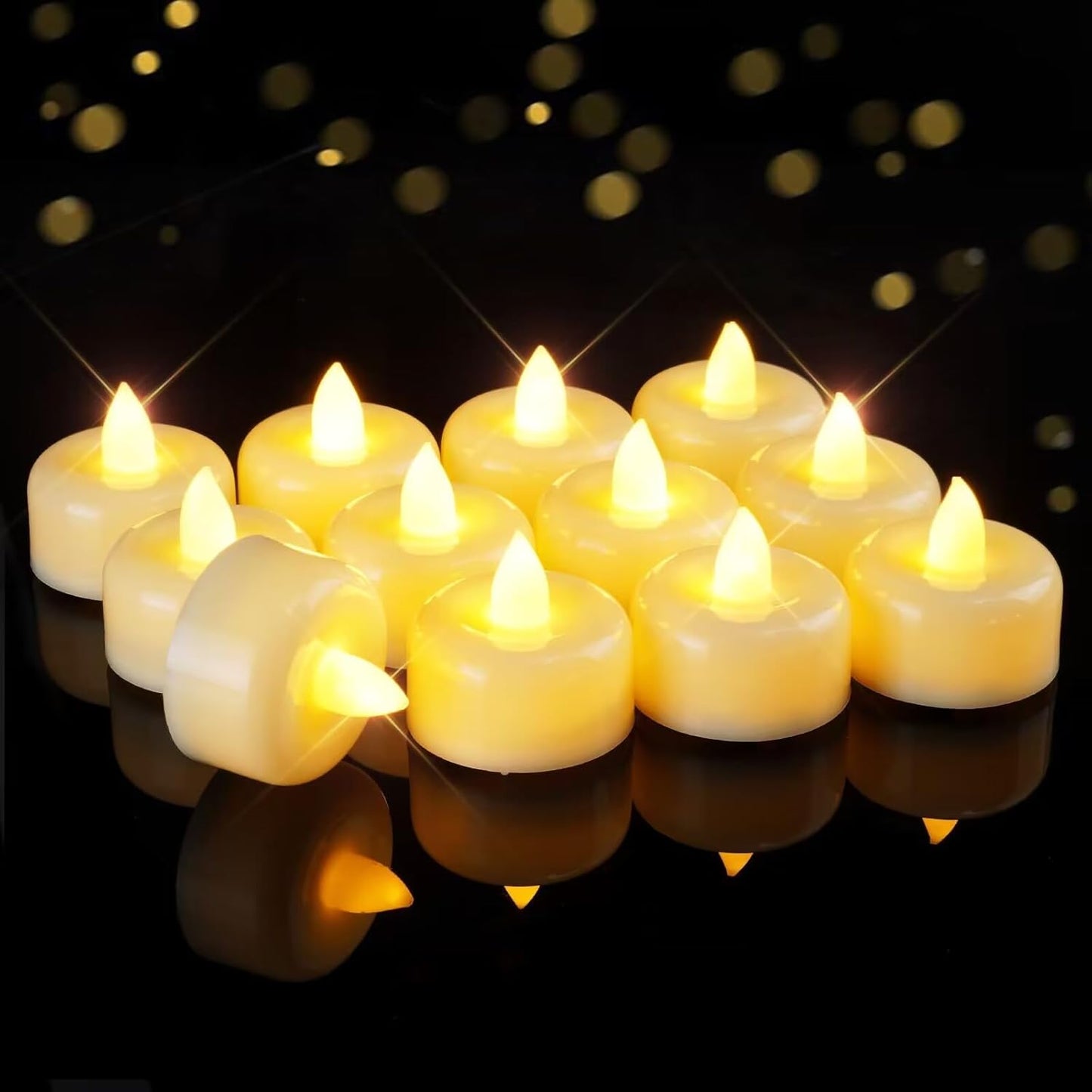 Raycare Flameless LED Tea Lights Battery-Operated, Long-Lasting Fake Candles (12/24/50/100/150 Pack) | USA Decoration®