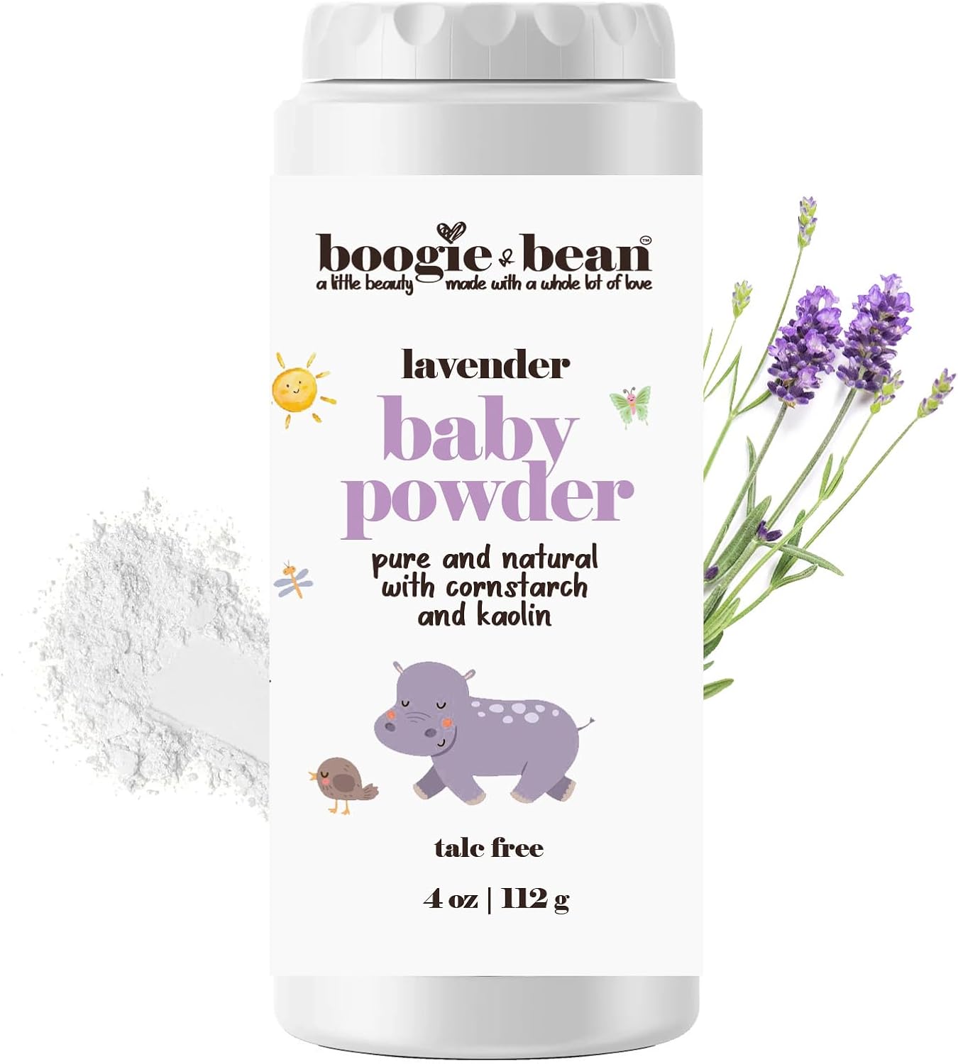 Lavender Baby Powder with Cornstarch Talc-Free Natural Kaolin Clay & Oatmeal Gentle Moisturizing Body Powder