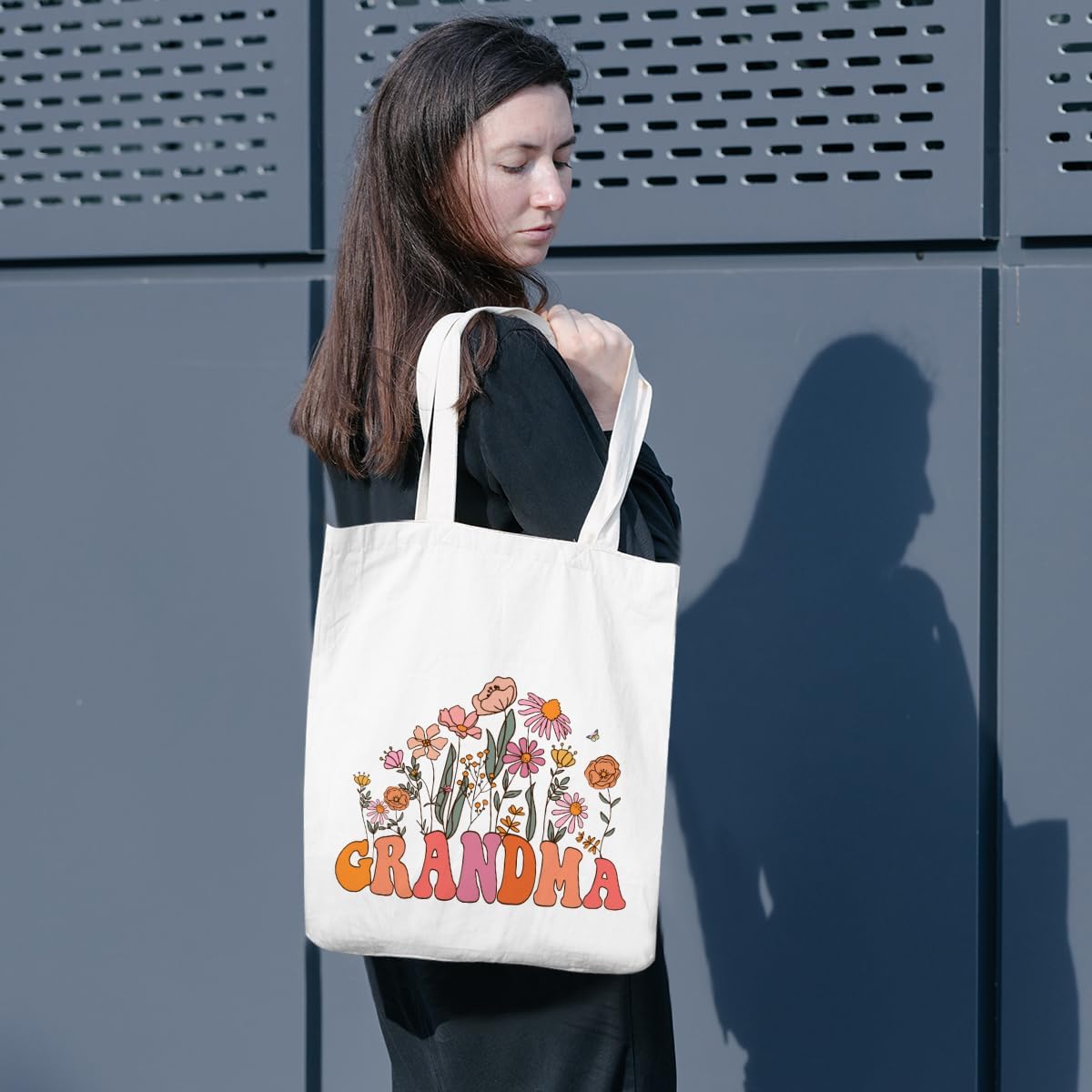 Grandma Gifts Tote Bag Birthday Mothers Day Retirement Gifts for Women Mama Nana Mimi Shoulder Bag Reusable Grocery Bags