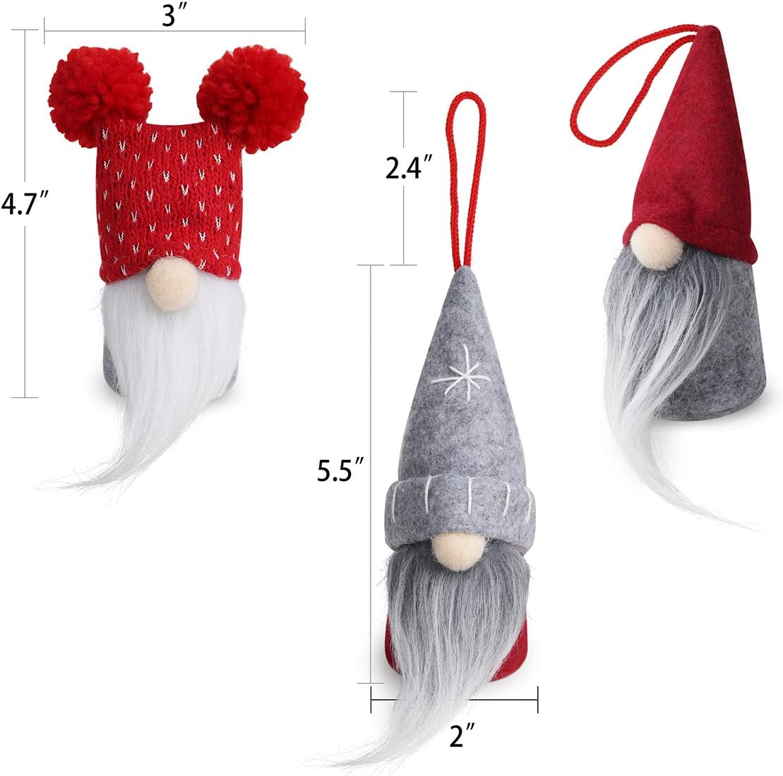 D-FantiX Gnome Christmas Ornaments Set of 6, Handmade Swedish Tomte Gnomes Decorative Ornaments Plush Christmas Decorations Tree Hanging Scandinavian Santa Elf Home Table Decor 2026